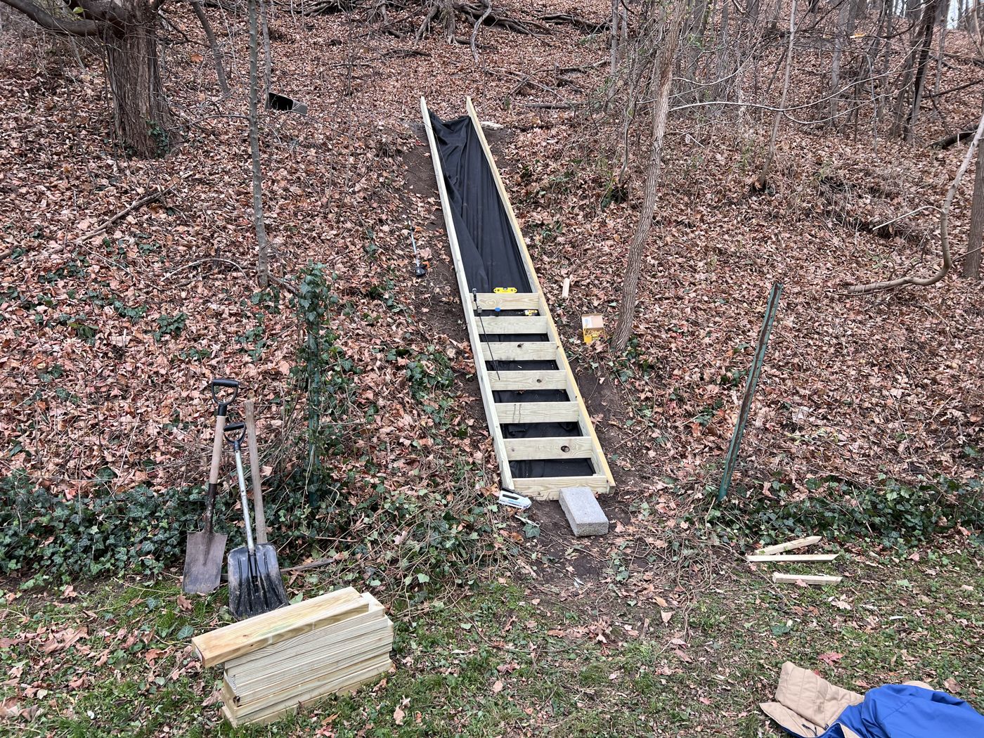 Finished stairs to the upper terrace