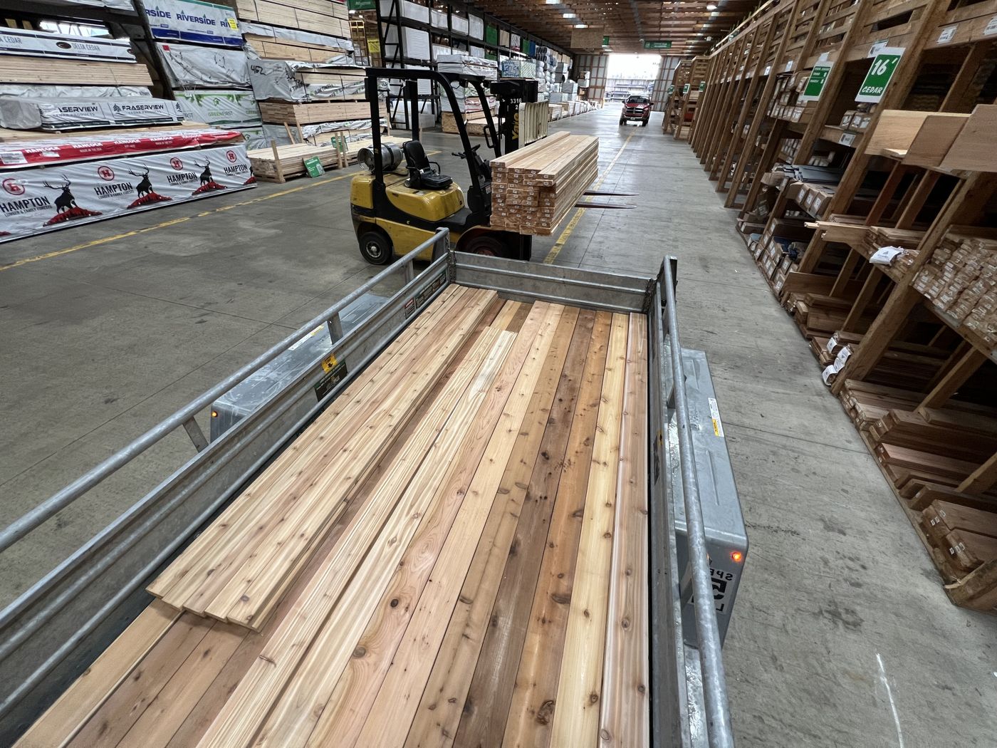 Cedar loaded at the lumberyard