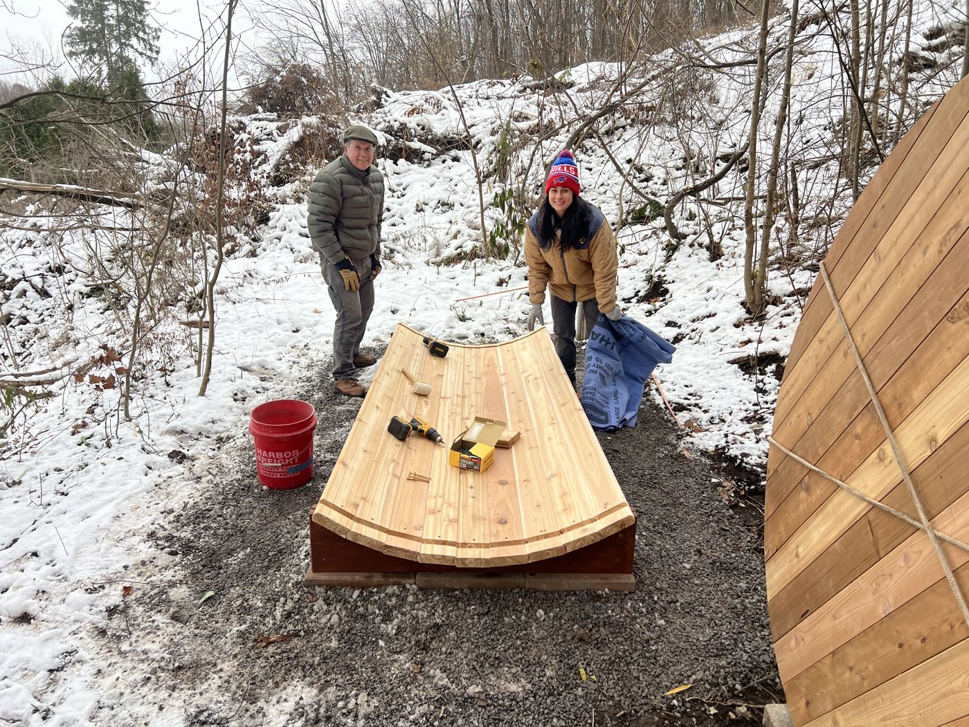Cedar interior benches